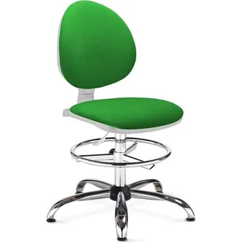 Laboratorní židle SMART, vysoká, s opěrným kruhem, látka zelená