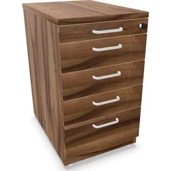 Zásuvkový kontejner Kontejner přístavný, 5 zásuvky, barva ořech, v x š x h: 740 x 430 x 600 mm