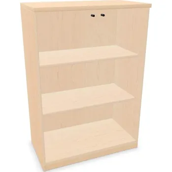 Policová skříň Kancelářská skříň - dveře dvoukřídlé prosklené, v x š x h: 1155 x 800 x 445 mm, barva javor