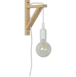 Lucide 08208/01/31 FIX WALL - Nástěnné svítidlo s dřevěnou monturou a kabelem do zásuvky 1 x E27 (Dřevěné svítidlo na zeď s vypínačem na kabelu)