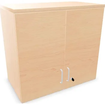 Policová skříň Kancelářská skříň - dveře dvoukřídlé, nástavec, v x š x h: 740 x 800 x 445 mm, barva javor