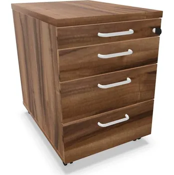 Zásuvkový kontejner Kontejner pojízdný, 4 zásuvky, barva ořech, v x š x h: 600 x 430 x 600 mm