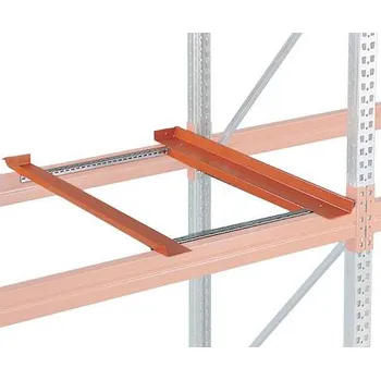 Dílenský regál Uhelníkové uložení pro palety, barva oranžová RAL2001, hloubka 1100 mm, nosnost 1150 kg