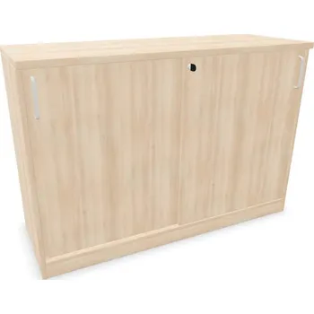 Policová skříň Kancelářská skříň - dveře posuvné, v x š x h: 825 x 1200 x 445 mm, barva akácie