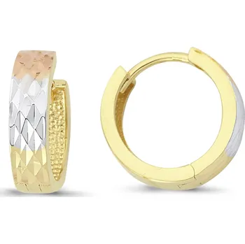 Náušnice Lillian Vassago Zdobené kroužky s gravírováním v kombinaci žluté, bílé a růžové zlato 1,5 cm LLV66-GER141
