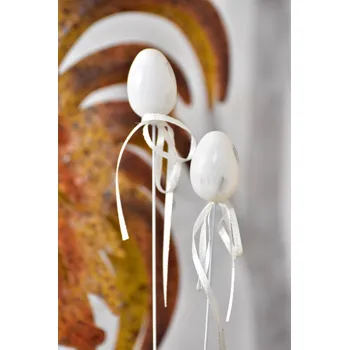 Velikonoční dekorace Plastová vajíčka na špejli, bílo-šedá s/12, 4 cm (118284 015 WIPK0120-19 vejce špejle s/12)