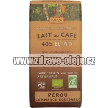 Čokoláda Mléčná čokoláda BIO s kávou 40% kakaa 100g Salute Livi