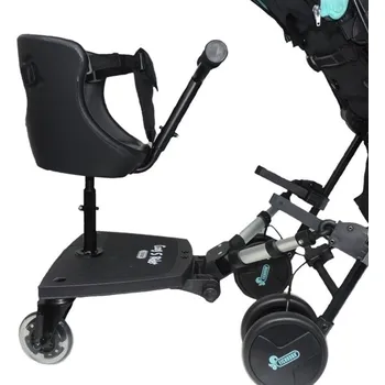 Stupátko ke kočárku Eichhorn Board Cozy S Rider stupátko se sedátkem a řídítky černé