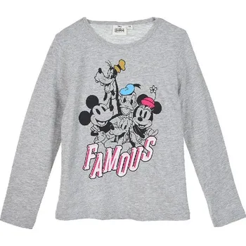 Minnie Mouse - šedé dívčí tričko s dlouhým rukávem Velikost: 104