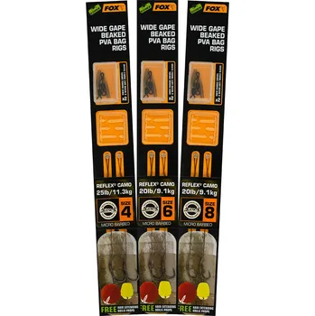Rybářský háček Fox Návazec Wide Gape Beaked Pva Bag Rigs size: vel.8 / 20lb