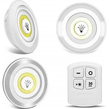 Noční světlo 3 BEZDRÁTOVÉ BATERIOVÉ LED SVĚTLA S DÁLKOVÝM OVLÁDÁNÍM