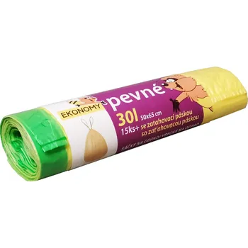 Pytle na odpadky Pytel/sáček do koše HDPE 50x60cm(30litrů), zatahovací, žlutý/15ks