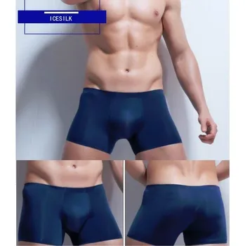 Boxerky Pánské boxerky bezešvé, ultratenké, Ice Silk Modrá XXL