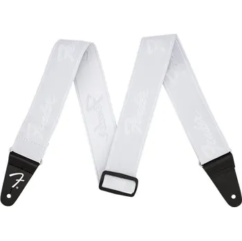 Kytarový popruh Fender WeighLess 2" Running Logo Strap, White/White