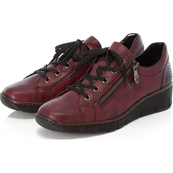 Dámské polobotky Dámské kožené polobotky 53702-35 RIEKER vínové Barva: červená, Velikost: 41