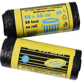Pytle na odpadky Sáčky na odpadky 30 litrů, 50x60 cm, BETA, černé, 50 ks/bal. 255060BE