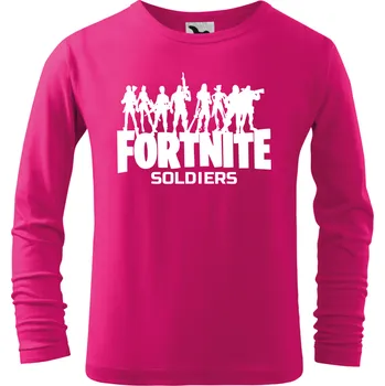 Dětské tričko Fortnite Soldiers s dlouhým rukávem růžové