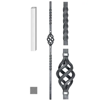 kovaný sloupek zábradlí KP30H - výplň plotu, brány, zábradlí, tyč 1300 mm, 25 x 25 mm, hladká ocel