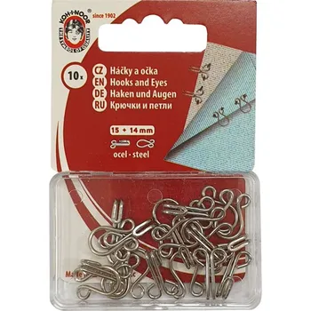 Zapínání v.1 (15+14mm), háček+očko, 10 párů, stříbrné