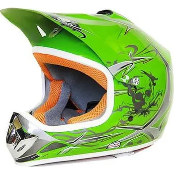 Helma na motorku Dětská moto přilba Nitro v zelené barvě