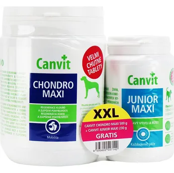 Kloubní výživa pro psa a kočku Canvit Chondro Maxi 500 g + Canvit Junior Maxi 230 g