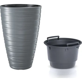 Kulatý květináč s vložkou MAZE šedý kámen