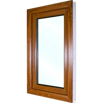 Okno Plastové okno 60x100 cm (600x1000 mm) | Bílé zevnitř | Zlatý dub zvenku | Otevíravé i sklopné | Levé | 6 komor | 80 mm