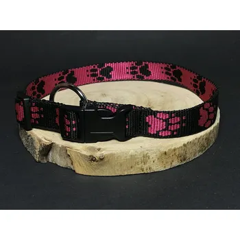 Obojek pro psa Palkar obojek z popruhu pro psy 50 cm x 20 mm černo-růžová s tlapkami (Palkar obojek z popruhu pro psy 50 cm x 20 mm černo-růžová s tlapkami)