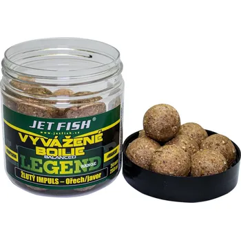 Boilies Jet Fish Vyvážené Boilie Legend Range Žlutý Impuls Ořech Javor 250 ml - 24 mm