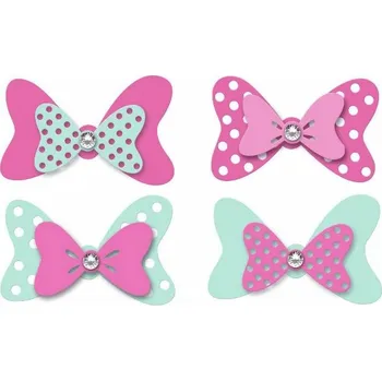 Samolepící dekorace RoomMates Samolepka na zeď Minnie Mouse mašličky s diamantem 4ks 9x6 cm