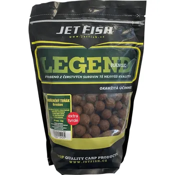 Boilies Jet Fish Extra Tvrdé Boilie Legend Range Kořeněný Tuňák Broskev 250 g - 30 mm