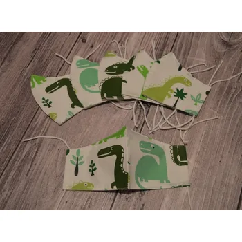 rouška Šárka Lipčáková Dětská tvarovaná bavlněná rouška Dinosauři 3-6 let