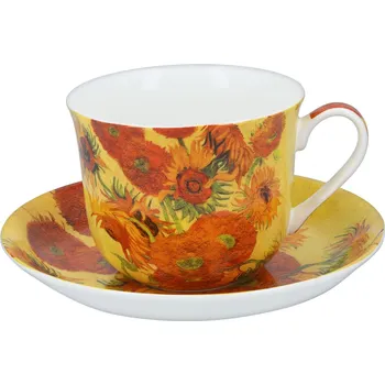 Brookes Empireware B.E - Porcelánový šálek s podšálkem Slunečnice v dárkové krabičce - 450 ml