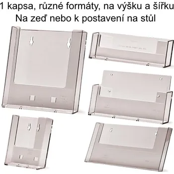 Reklamní Stojánek na letáky, 1 kapsa Formát DL (1/3 A4) na výšku, bez podstavce (pouze na zeď) (W110X)