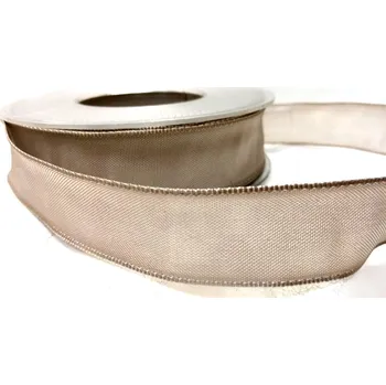 Stuha Stuha taftová s drátem - 25 mm - taupe - 1m