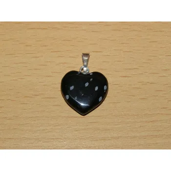 Drahý kámen Obsidián vločkový - Přívěsek - srdíčko malé - kpsm9
