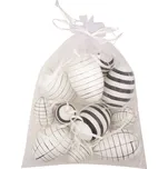 Anděl Přerov Vajíčka s proužky plastová na zavěšení 4 cm, 6 ks + 6 cm, 6 ks v organze