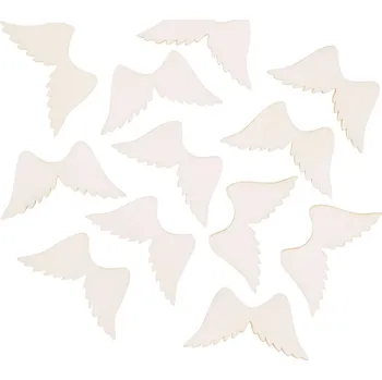 Vánoční dekorace Křídla dřevěná přírodní 4 cm, 12 ks 4188