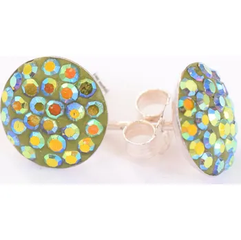 Korálek Náušnice pusety AG 925/1000 Peridot AB 10mm CB 077