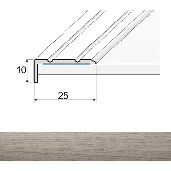 soklová lišta SH Profil, s.r.o. Effector A31D Schodová hrana 25x10, samolepící, délka 270cm Dekor: Dub tabacco