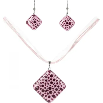 Souprava šperků Souprava skleněných šperků růžová SOU1102