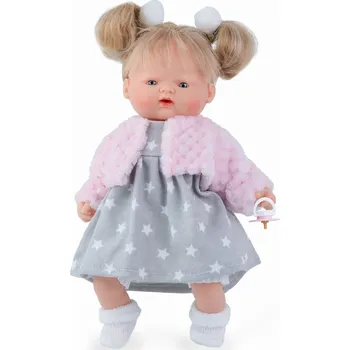 Panenka Realistická panenka - holčička - Márinka v šedých šatech od španělské firmy Marina & Pau (Suenecitos - 26 cm - balené v sáčku)