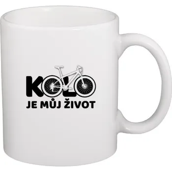 Hrnek malý bílý s potiskem hrneček pro cyklisty