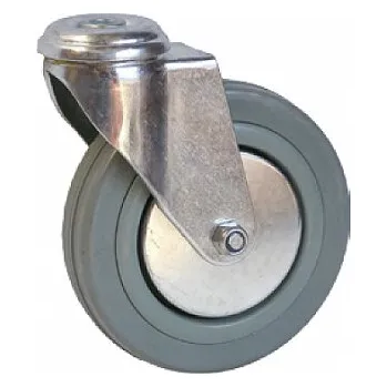 Pojezdové kolečko Otočné pojezdové kolo d125/80kg, šedý kaučuk, kluzné ložisko, s dírou pro čep
