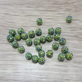 Korálek Šatonová kulička Peridot AB 10mm polovrtaná AB 021