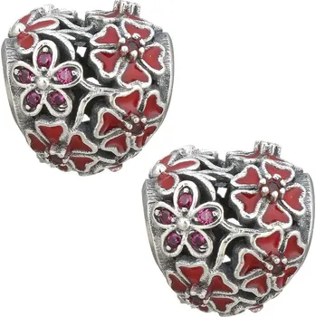 Souprava šperků Korálek hladký AG 925/1000 srdce s červeným emailem Z 237-1