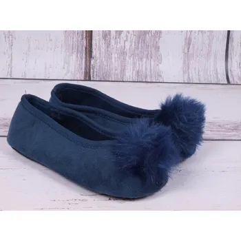 Dívčí obuv Balerínky piškoty capáčky YO BL57 tmavomodré s bambulkou velikost: 24/25