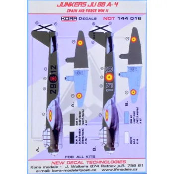 Plastikový model 1/144 Decals Junkers Ju-88 A-4 Spain AF WWII