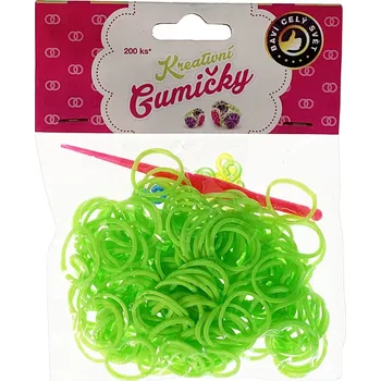 Gumičky Loom Bands (59) Loom Bands Pletací gumičky světle zelené 200ks + háček
