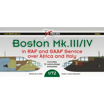 Plastikový model 1/72 Boston Mk.III/V in RAF and SAAF (12x camo)